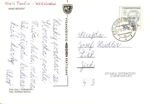 AK / Ansichtskarte Beckov Hrad Burg Felsen Beckov