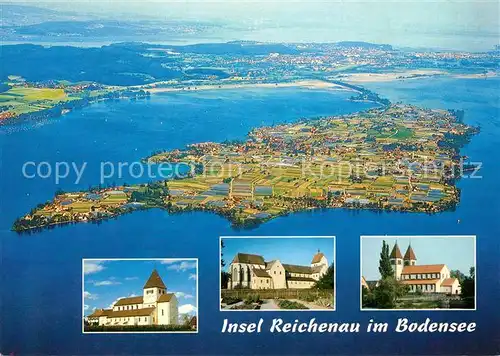 AK / Ansichtskarte Insel_Reichenau Fliegeraufnahme Kirche Insel Reichenau