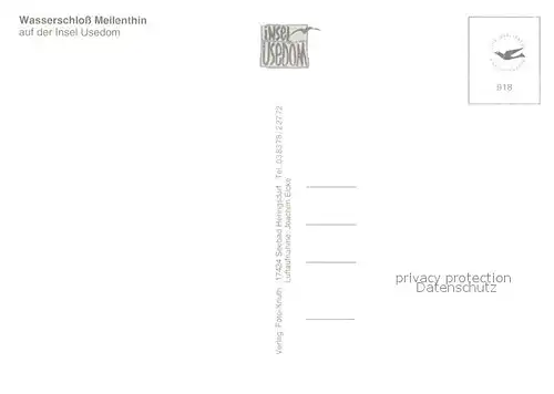 AK / Ansichtskarte Insel_Usedom Wasserschloss Mellenthin Fliegeraufnahme Insel Usedom