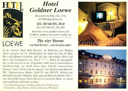 AK / Ansichtskarte Bad_Koestritz Hotel Goldner Loewe Fremdenzimmer Bad_Koestritz