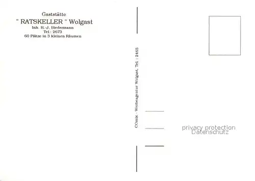 AK / Ansichtskarte Wolgast_Mecklenburg Vorpommern Gaststaette Ratskeller Restaurant Festtafel Wappen Wolgast