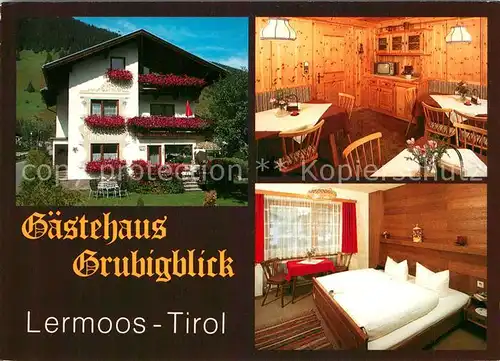 AK / Ansichtskarte Lermoos_Tirol Gaestehaus Grubigblick Gastraum Fremdenzimmer Lermoos Tirol