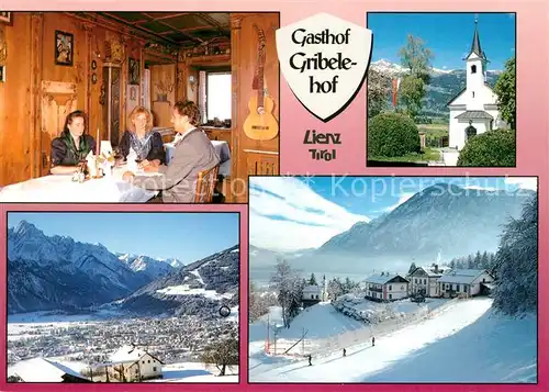 AK / Ansichtskarte Lienz_Tirol Gasthof Gribelehof Kapelle Winterpanorama Alpen Lienz Tirol