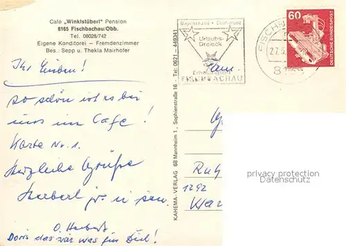 AK / Ansichtskarte Fischbachau Cafe Winklstueberl Pension Fischbachau