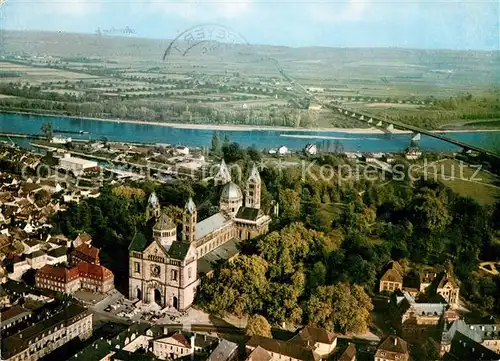 AK / Ansichtskarte Speyer_Rhein Dom Rheinbruecke Fliegeraufnahme Speyer Rhein