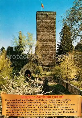 AK / Ansichtskarte Bad_Teinach Zavelstein Burgruine Zavelstein Schwarzwald Bad_Teinach Zavelstein