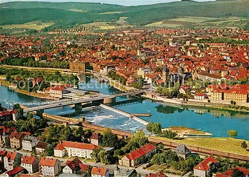 AK / Ansichtskarte Hameln_Weser Fliegeraufnahme mit Schachtschleuse Hameln Weser