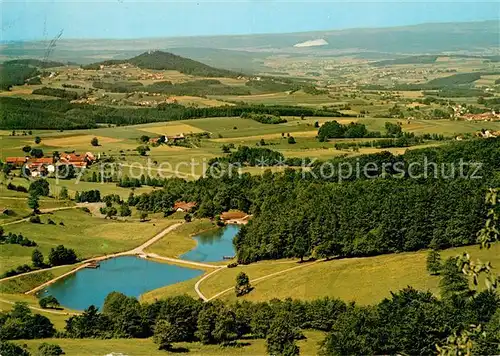 AK / Ansichtskarte Rhoen_Region Blick von der Wasserkuppe ueber Guckaisee Poppenhausen Ebersburg nach Neuhof mit Monte Kali Rhoen Region