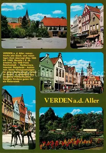 AK / Ansichtskarte Verden_Aller Stadtplatz Strassencafe Pferdemuseum Stadtpark Verden_Aller