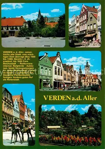 AK / Ansichtskarte Verden_Aller Stadtplatz Strassencafe Pferdemuseum Stadtpark Verden_Aller