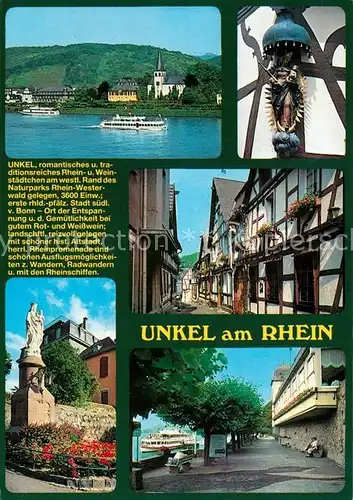 AK / Ansichtskarte Unkel_Rhein Rheinpromenade Marienfiguren Strassenpartie Unkel Rhein