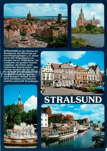 AK / Ansichtskarte Stralsund_Mecklenburg_Vorpommern Fliegeraufnahme Kirche Marktplatz Promenade Hafen Stralsund_Mecklenburg