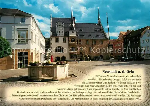 AK / Ansichtskarte Neustadt_Orla Rathaus Brunnen Neustadt_Orla