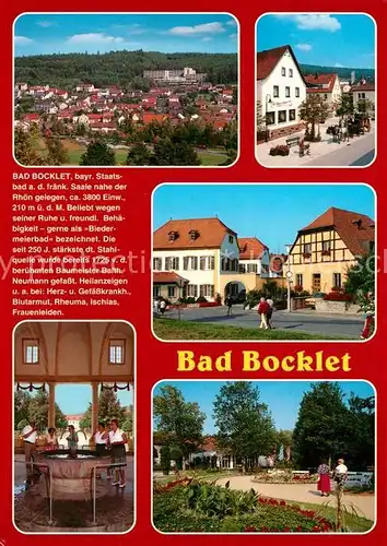 AK / Ansichtskarte Bad_Bocklet Panorama Teilansichten Trinkbrunnen Kurpark Bad_Bocklet
