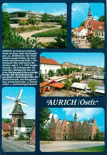 AK / Ansichtskarte Aurich_Ostfriesland Park Markt Windmuehle Schloss Aurich_Ostfriesland