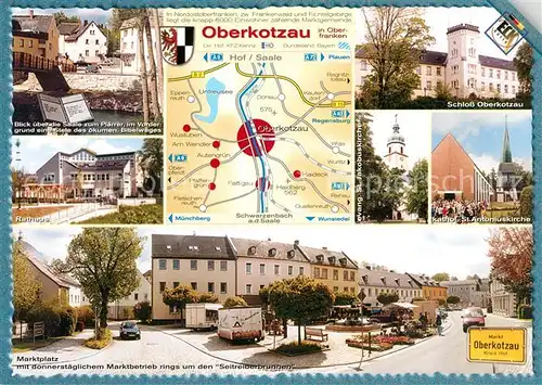 AK / Ansichtskarte Oberkotzau Schloss St. Antoniuskirche Marktplatz Oberkotzau