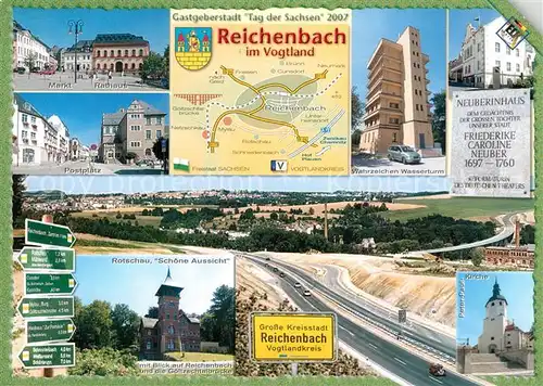 AK / Ansichtskarte Reichenbach_Vogtland Postplatz Markt Rathaus Reichenbach_Vogtland