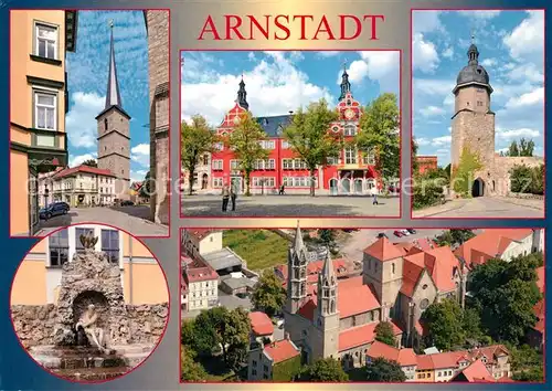 AK / Ansichtskarte Arnstadt_Ilm Jacobsturm Rathaus Neptungrotte Arnstadt_Ilm
