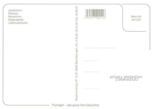 AK / Ansichtskarte Arnstadt_Ilm Jacobsturm Rathaus Neptungrotte Arnstadt_Ilm