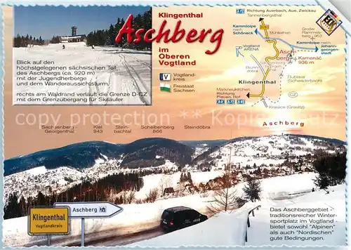 AK / Ansichtskarte Aschberg_Vogtland Jugendherberge Wanderaussichtsturm  Aschberg_Vogtland
