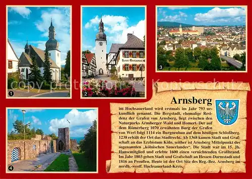 AK / Ansichtskarte Arnsberg_Westfalen Stadtkapelle Glockenturm Schlossruine Arnsberg_Westfalen