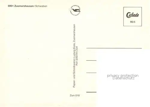 AK / Ansichtskarte Zusmarshausen Marktplatz Hauptstrasse Marien Kirche Fliegeraufnahme Zusmarshausen