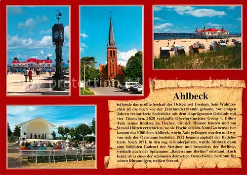 AK / Ansichtskarte Ahlbeck_Ostseebad Kirche Strand Ahlbeck_Ostseebad