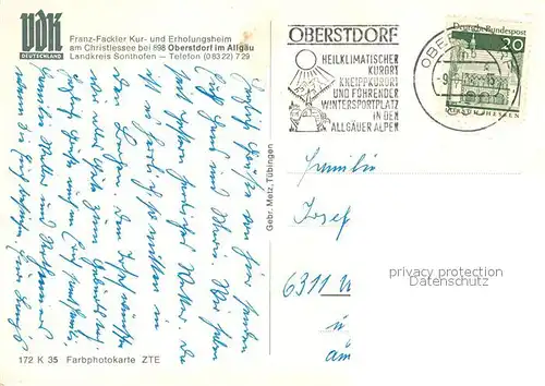 AK / Ansichtskarte Oberstdorf Franz Fackler Erholungsheim  Oberstdorf