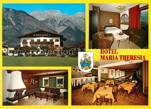 AK / Ansichtskarte Hall_Tirol Hotel Maria Theresia Restaurant Kaminzimmer Alpen Hall_Tirol