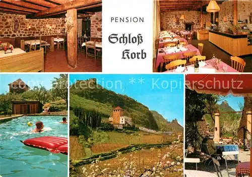 AK / Ansichtskarte Eppan_Suedtirol Pension Restaurant Schloss Korb Terrasse Swimming Pool Eppan Suedtirol