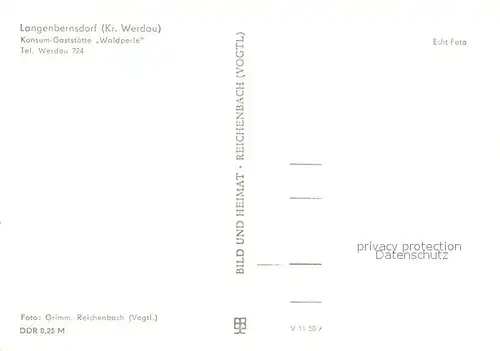 AK / Ansichtskarte Langenbernsdorf Konsum Gaststaette Waldperle Propellerflugzeug Interflug Langenbernsdorf