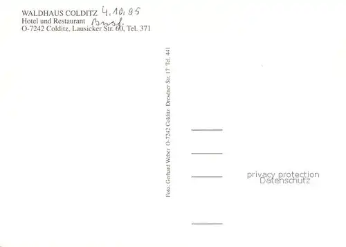 AK / Ansichtskarte Colditz Hotel Restaurant Waldhaus Colditz