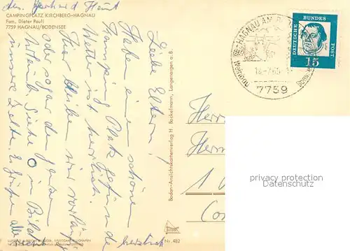 AK / Ansichtskarte Hagnau_Bodensee Campingplatz Kirchberg Fliegeraufnahme Hagnau Bodensee