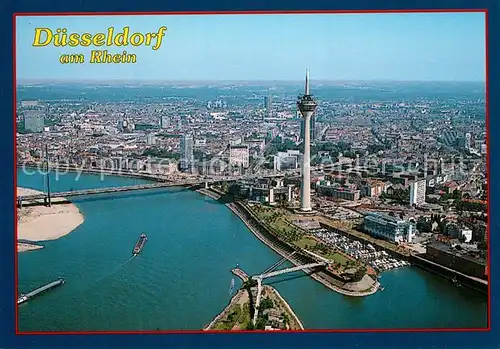 AK / Ansichtskarte Duesseldorf Rheinpartie Fliegeraufnahme Duesseldorf