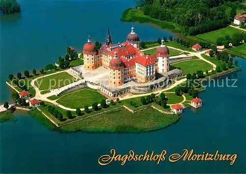 AK / Ansichtskarte Dresden Jagdschloss Moritzburg Fliegeraufnahme Dresden