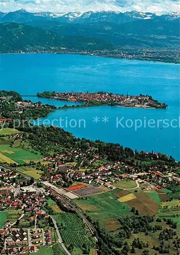 AK / Ansichtskarte Lindau_Bodensee Fliegeraufnahme mit Bad Schachen Lindau Bodensee