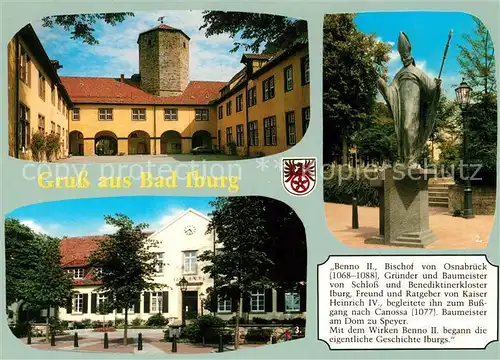 AK / Ansichtskarte Iburg_Bad Schlossinnenhof Benno II Denkmal Rathaus Iburg_Bad