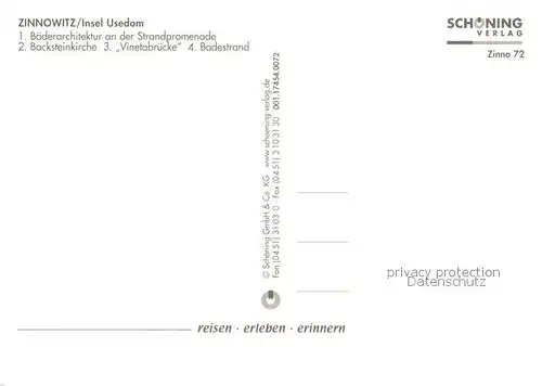 AK / Ansichtskarte Zinnowitz_Ostseebad Vinetabruecke Badestrand Baederarchitektur  Zinnowitz_Ostseebad
