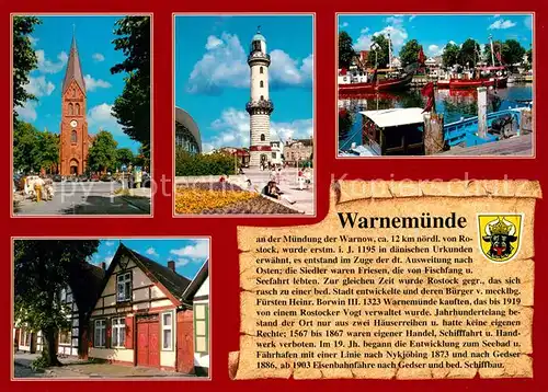 AK / Ansichtskarte Warnemuende_Ostseebad Leuchtturm Alter Strom Kirche Warnemuende_Ostseebad
