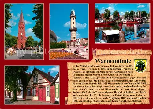 AK / Ansichtskarte Warnemuende_Ostseebad Kirche Leuchtturm Alter Strom Warnemuende_Ostseebad