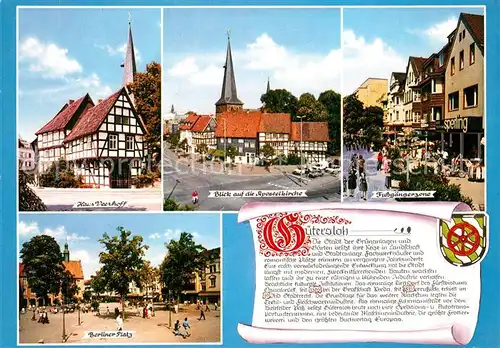 AK / Ansichtskarte Guetersloh Apostelkirche Berliner Platz Haus Veerhoff Guetersloh