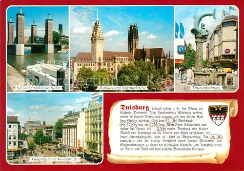 AK / Ansichtskarte Duisburg_Ruhr Schwanentorbruecke Hafen Koenigstrasse Duisburg Ruhr