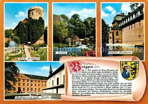 AK / Ansichtskarte Brueggen_Niederrhein Muehle Schloss Dillborn Rathaus Brueggen Niederrhein