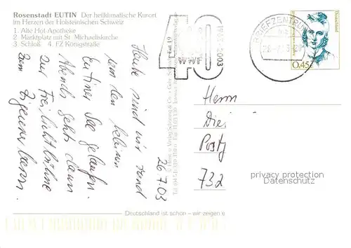 AK / Ansichtskarte Eutin Hof Apotheke Marktplatz Schloss Michaeliskirche Eutin