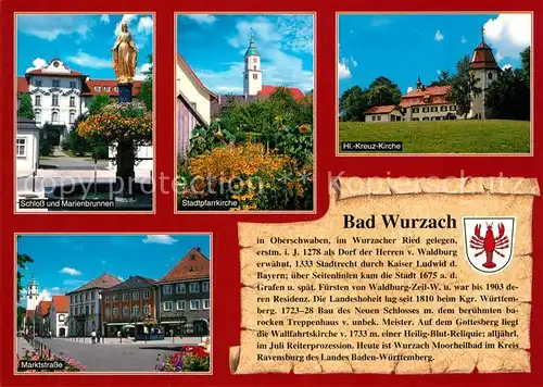 AK / Ansichtskarte Wurzach_Bad Hl Kreuz Kirche Marktstrasse Schloss Kirche Wurzach_Bad