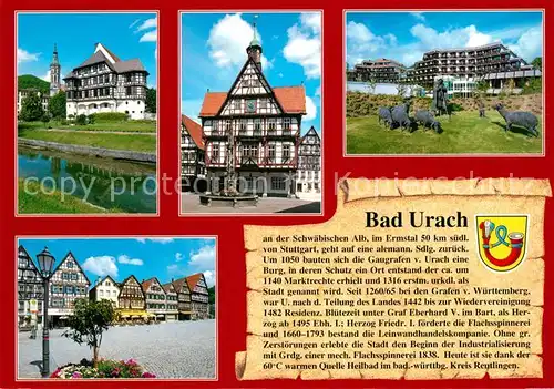 AK / Ansichtskarte Urach_Bad Fachwerk Denkmal Fachwerk Schloss Rathaus Marktplatz Urach_Bad