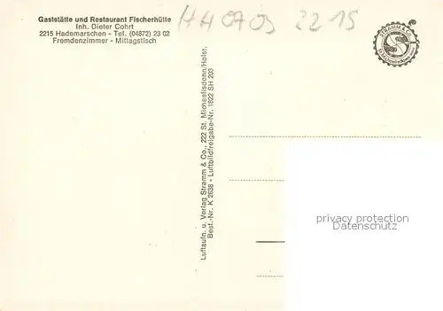 AK / Ansichtskarte Hademarschen Restaurant Fischerhuette Fliegeraufnahme Hademarschen