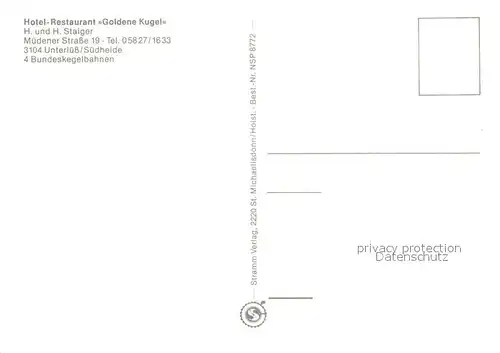 AK / Ansichtskarte Unterluess Hotel Goldene Kugel Kegelbahn Unterluess