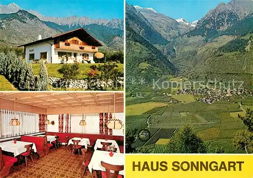 AK / Ansichtskarte Partschins_Merano_Suedtirol Gaestehaus Pension Haus Sonngart Landschaftspanorama Alpen Partschins_Merano