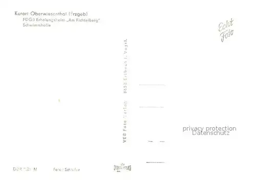 AK / Ansichtskarte Oberwiesenthal_Erzgebirge FDGB Erholungsheim Am Fichtelberg Schwimmhalle Oberwiesenthal Erzgebirge